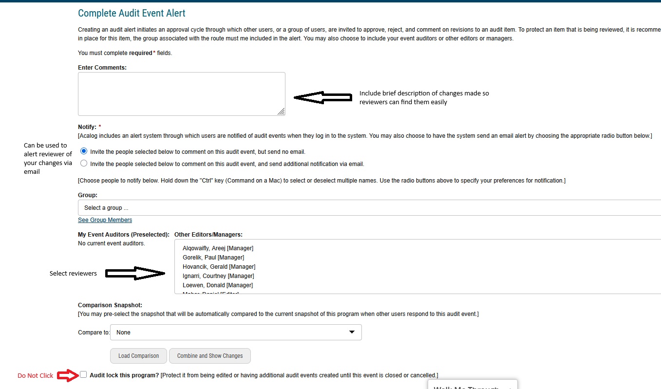 version auditing screen