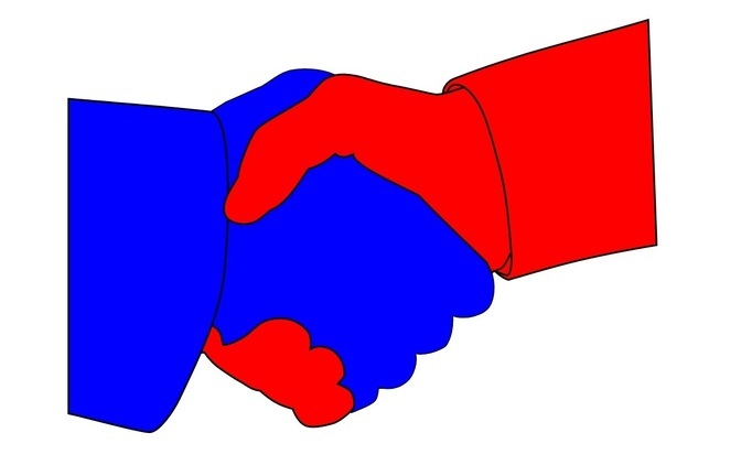 Red/Blue handshake