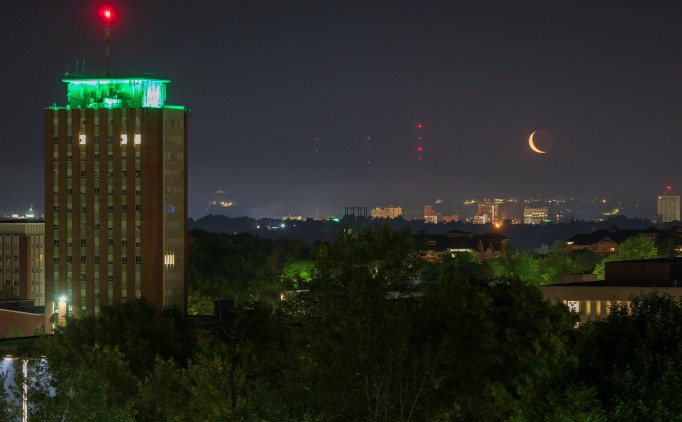 Moon over Binghamton University