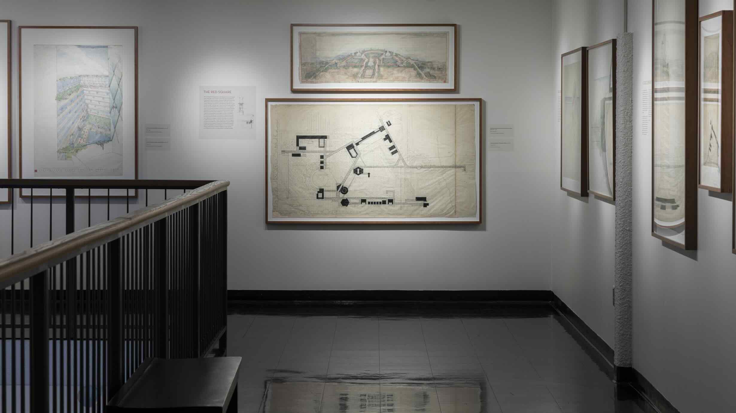photo of drawings by Frank Lloyd Wright 