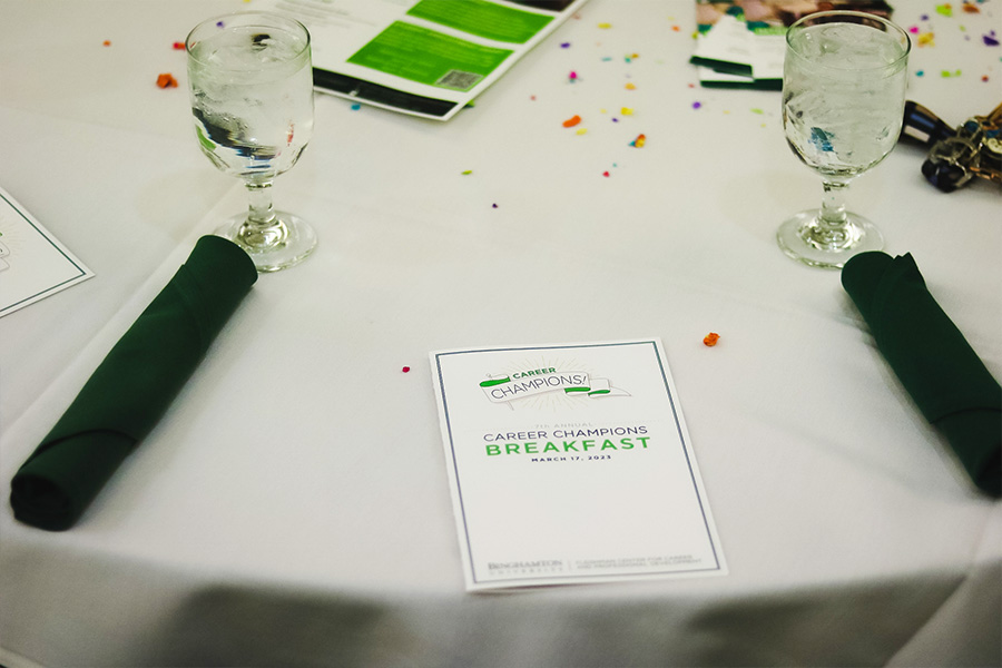 Table setup for Career Champions breakfast