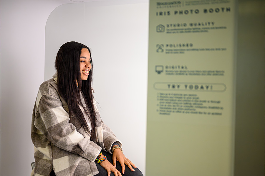 Student using the Iris Pro Photo Booth