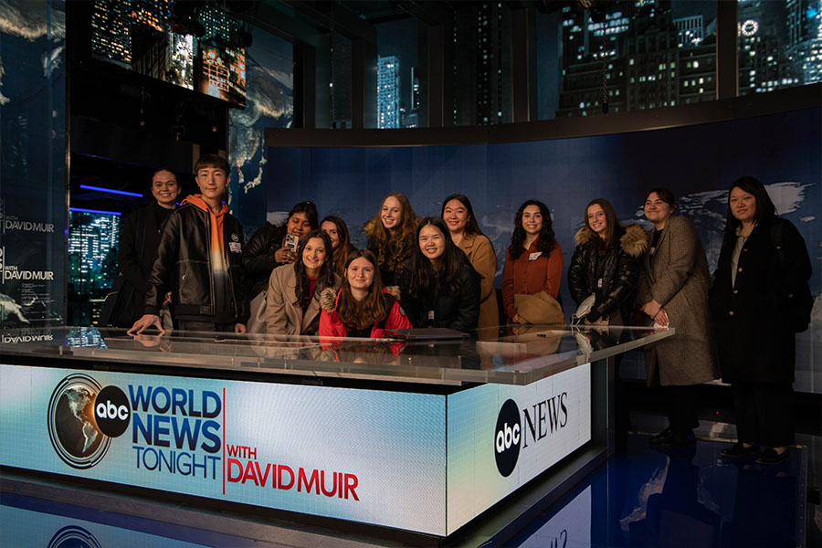 Students at the ABC News Headquarters in Times Square