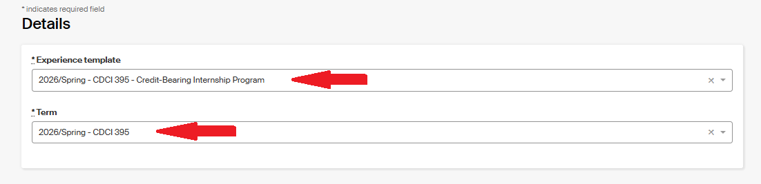 Instructs students which Experience template to use
