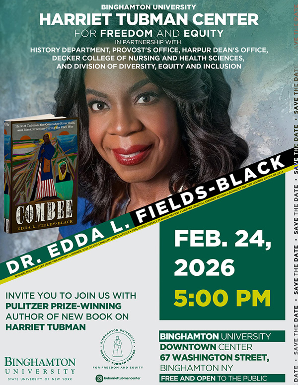 Flyer inviting visitors to Invite you to join us with PULITZER PRIZE-WINNING AUTHOR OF NEW BOOK ON HARRIET TUBMAN