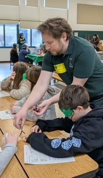 Photo of ChOP at Glenwood Elementary Cafetorium showing how exciting discovery can be