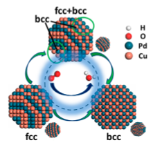 Scheme showing PdCu nanoalloy catalysts in ORR