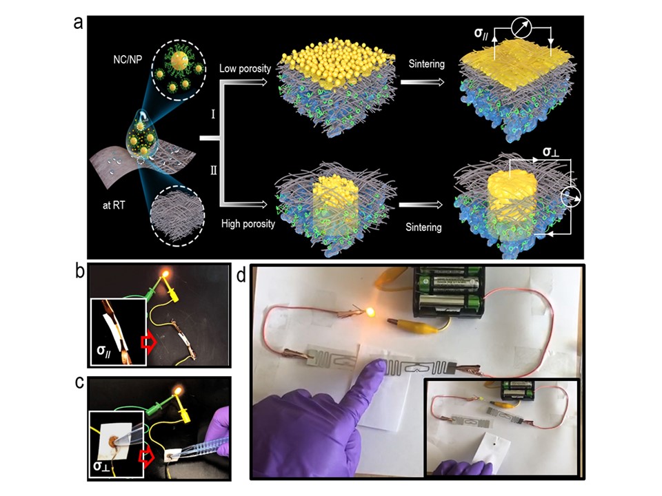 Photos and Schemes showing fibrous sensor fabrications, sintering mechanisms and sensor applications