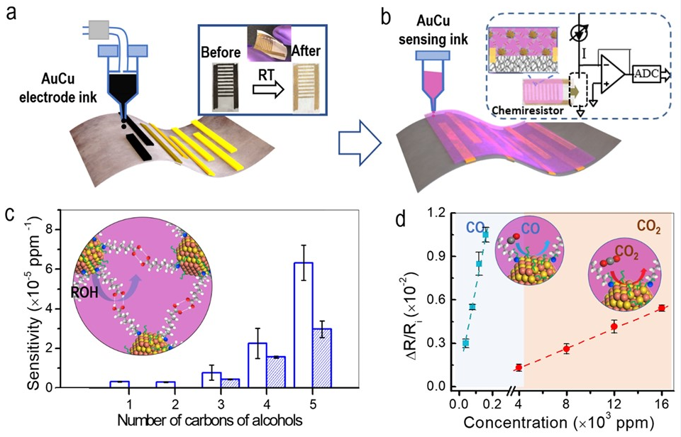 Photos and Schemes showing fibrous sensor fabrications, sintering mechanisms and sensor applications