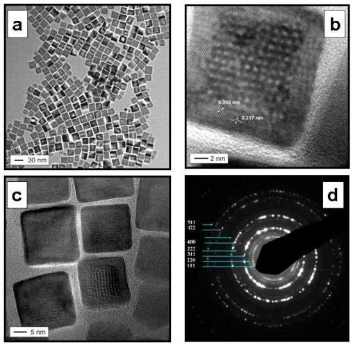 Image and Scheme showing magnetic MnZn ferrite nanoparticles