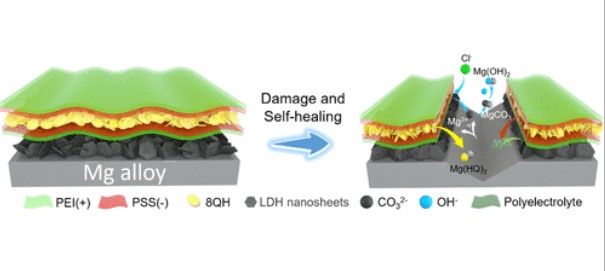Scheme showing micro/nanopore Sealing corrosion-resistant self-healing