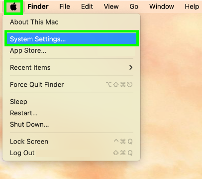 Image of apple system settings location