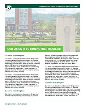 Binghamton University factsheet template