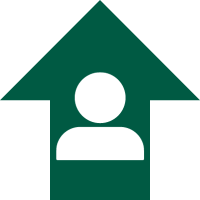 Person icon inside arrow going up