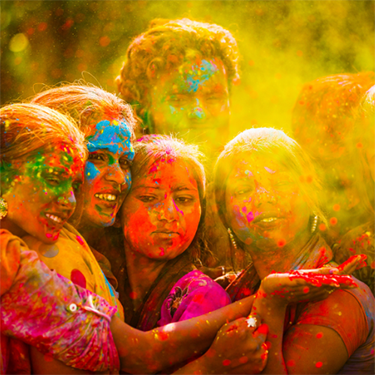 A group of female Indians celebrate Diwali