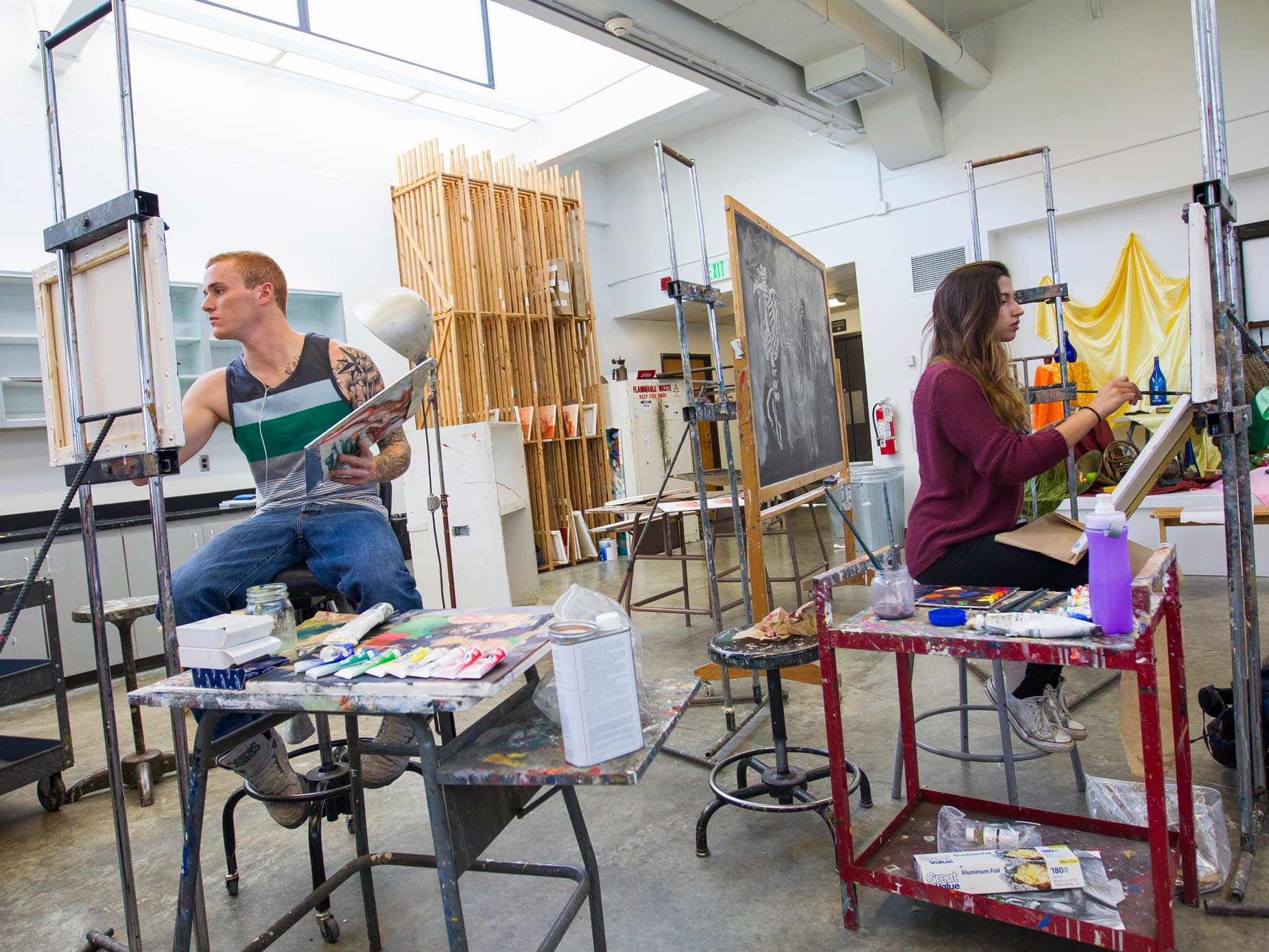 students in painting class