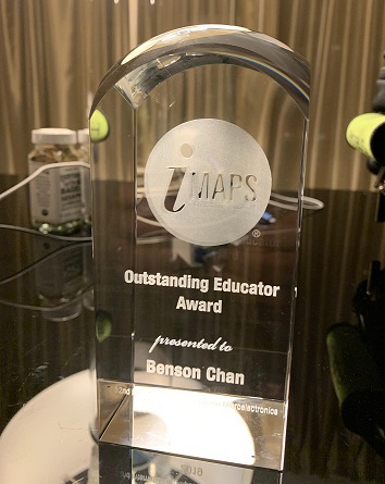 Image: Benson Chan is recognized as an outstanding educator at the 2019  iMAPS conference