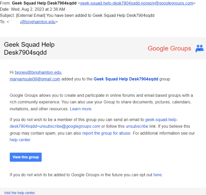 Geek Fake Email phish