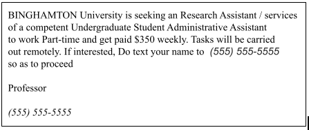 Research Assistant Scam