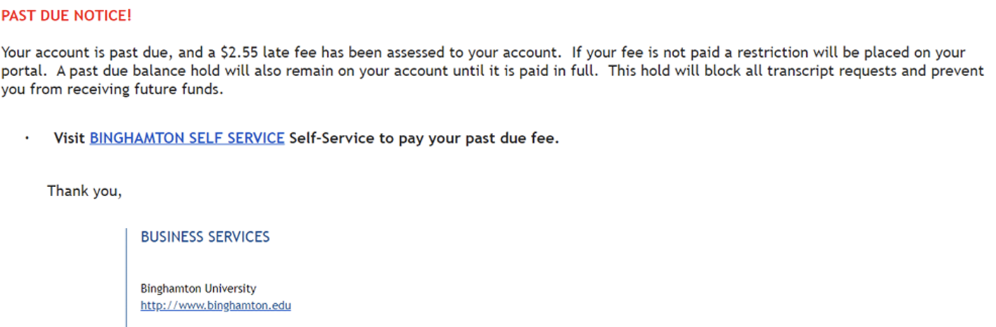 Email Overdue Fee Scam