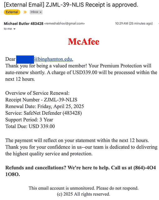 Phishing email scam to confirm your email address - avoid clicking on any links like this.