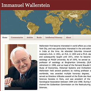A screenshot of the Immanuel Wallerstein website