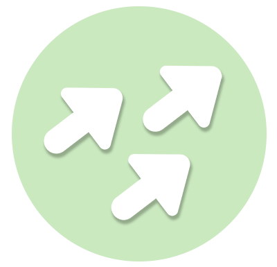 Icon of a group of arrows with a light green background