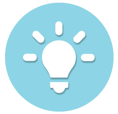 Icon of a lightbulb with a light blue background