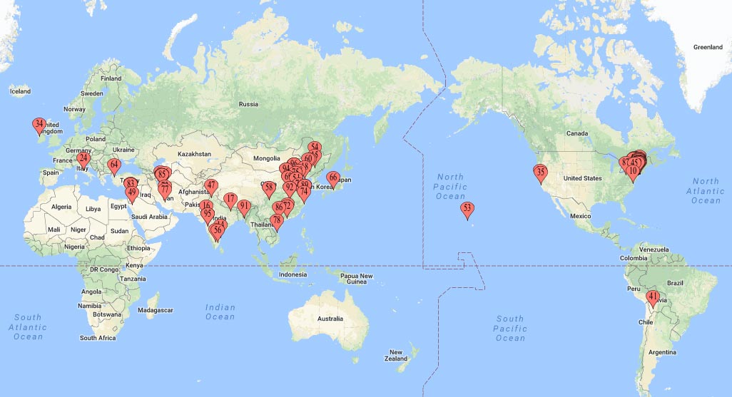 map of where our mechanical engineering graduate students are from