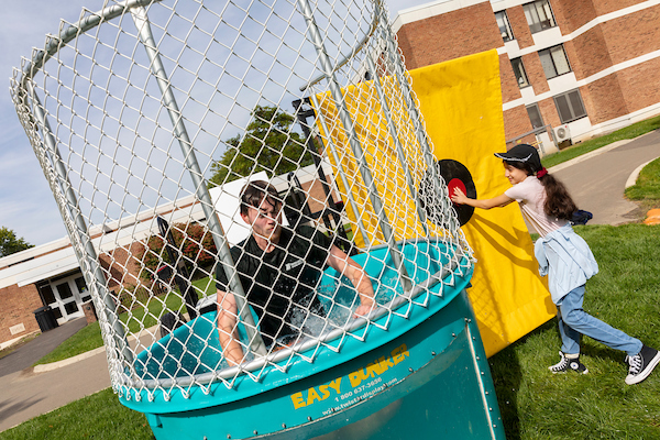 A dunk tank on family weekend