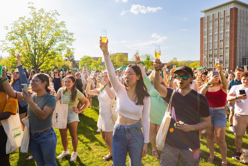 Soon-to-be-graduates celebrate a toast at Pres Send Off 2023