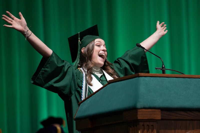 Student speaker joyful at Harpur Commencement 2023