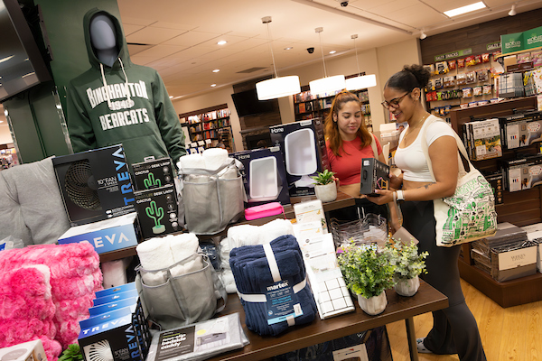 Students shopping in the campus bookstore