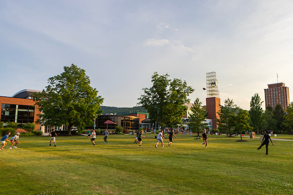 Students on the Peace Quad
