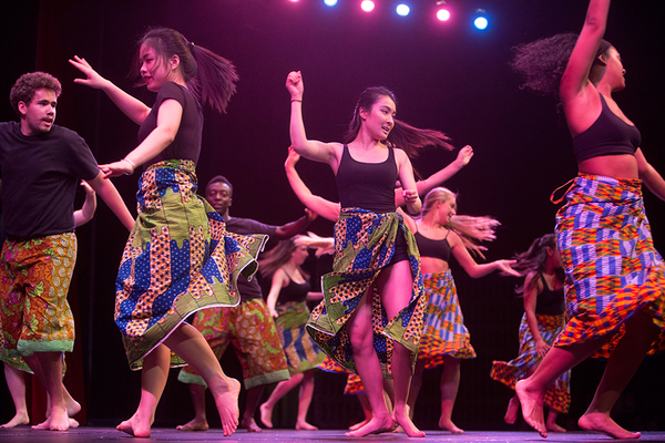 African dance routine on campus