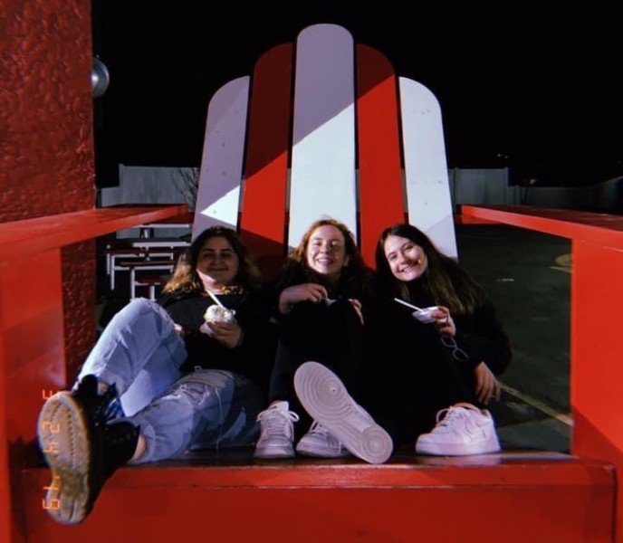 Students at Sugar Lips ice cream shop