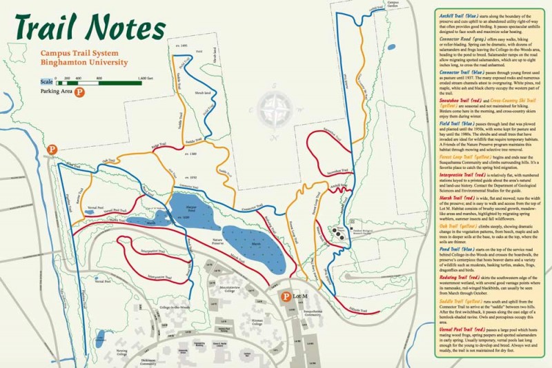 Trail notes for Binghamton University nature preserve