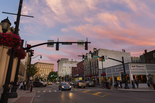 Sunset in downtown Binghamton
