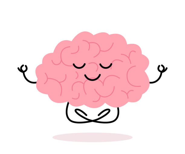 Cartoon brain doing yoga