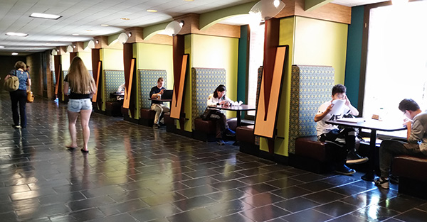 Students studying in Jazzmans booths