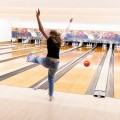 Students bowling in The Lanes