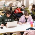 Students studying for finals in the Union Undergrounds last May
