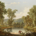 Painting of a horse and a lake