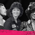 A composite image of three women, including Billie Holiday, Sally Ride and Marsha P. Blackburn