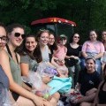 students on an apple picking ride