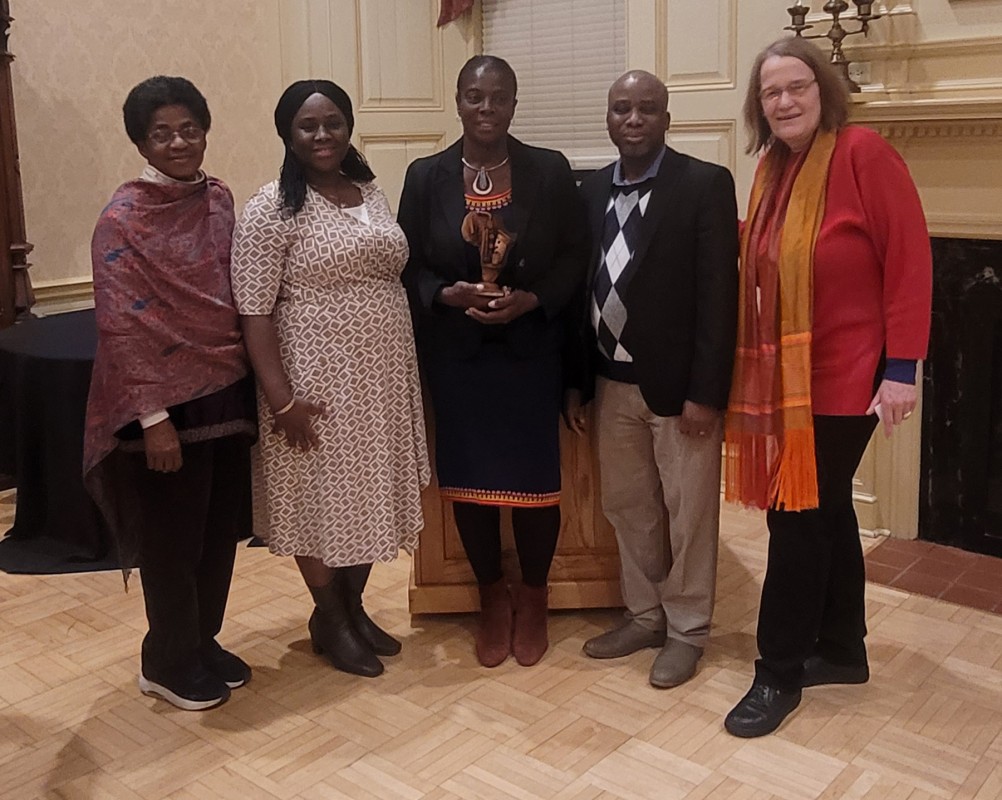 Binghamton University History Professor Anne C. Bailey, center, received the Professor Ali A. Mazrui Outstanding Publication & Educational Activities Award during the New York African Studies Association’s conference at SUNY Cortland. Pauline Mazrui stands at the far left.