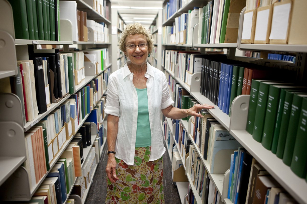 Jean Quataert, then-professor of history, photographed in the Glenn G. Bartle Library, June 16, 2010.
