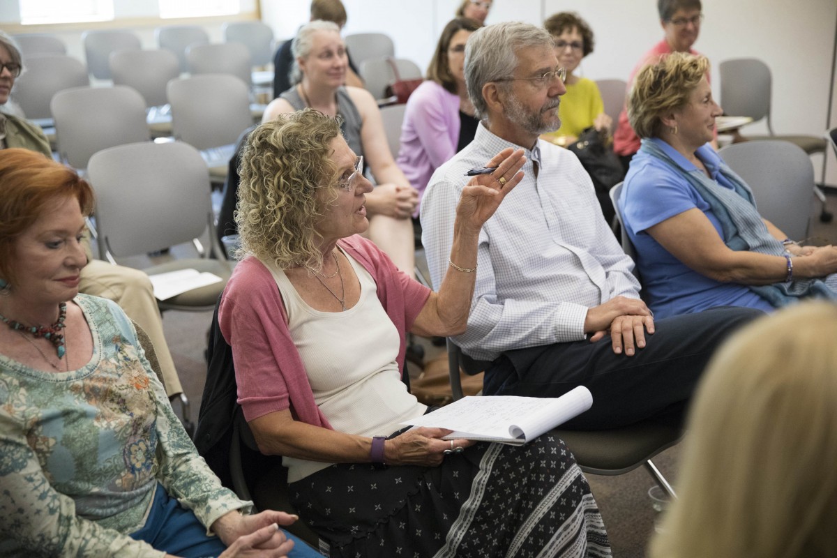 Jean Quataert, distinguished professor of history, offers her thoughts during a discussion about gender and the Ottoman Empire during her retirement symposium held at the University Downtown Center in Binghamton, Friday, Sept. 15, 2017.