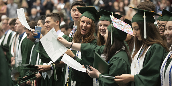 Students of the Thomas J. Watson School of Engineering and Applied Science enjoy their Commencement ceremony.