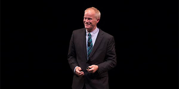 President Harvey Stenger connects with students, faculty and staff at his 2018 State of the University address.